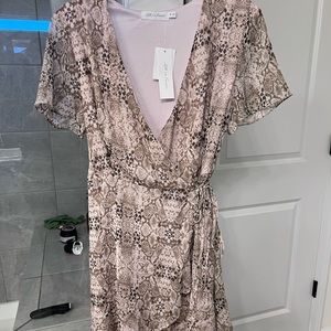 NWT All in Favor snake print wrap dress